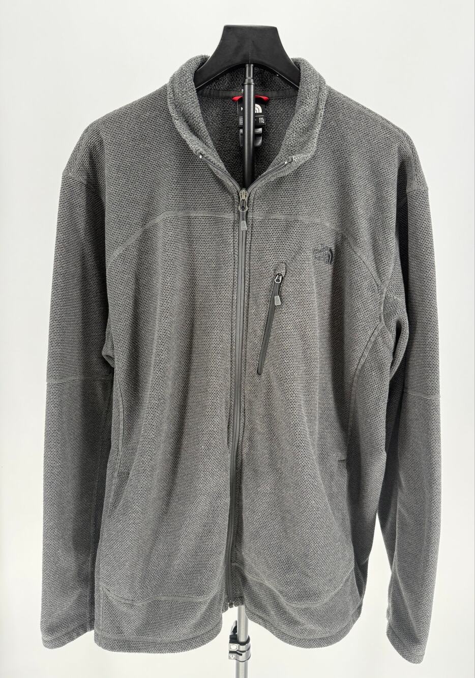 The North Face Fleece Jacket Mens XXL Gray Full Zip Sweater Knit Chest Pocket